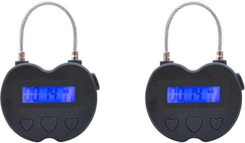2x Smart Tidslås LCD-display Tidslås USB Oppladbar Midlertidig Timer Hengelås Reise Elektronisk