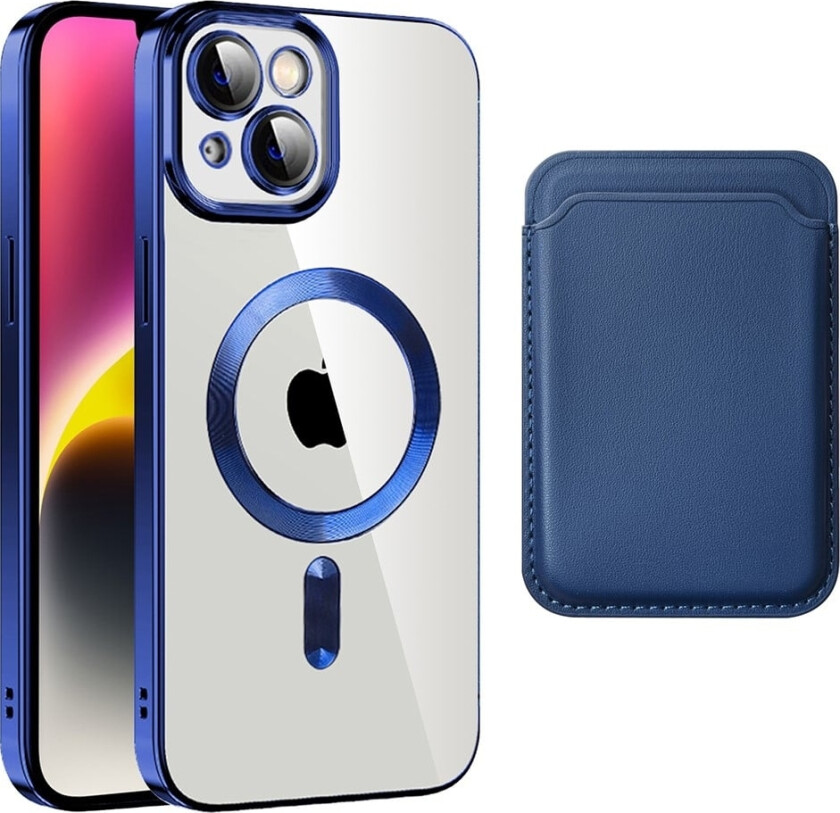 iPhone 14 magnetisk bakdeksel med kortpose - Safir