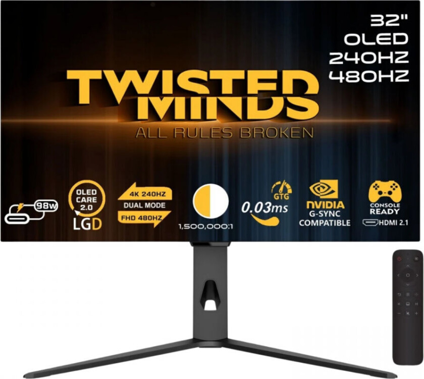 32" Oled 4k 240/480 Hz Dual Mode Usb-C Gamingskjerm