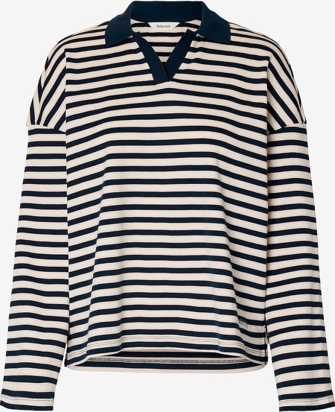 Pullover slfMilly LS Polo - Blå