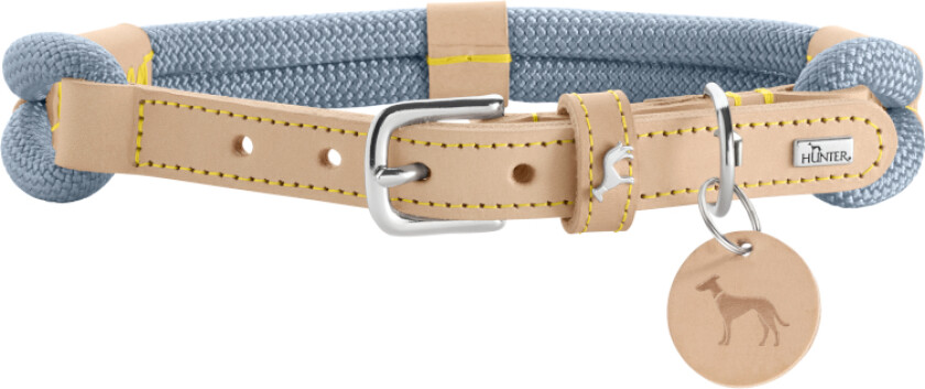 HUNTER Malia halsbånd, dueblå/natur - Størrelse 50/S-M: 35 - 44 cm halsomkrets