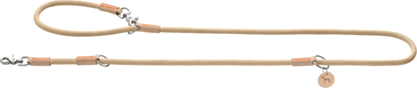 HUNTER justerbart hundebånd Malia, beige/natur - 200 cm lang, 10 mm bred