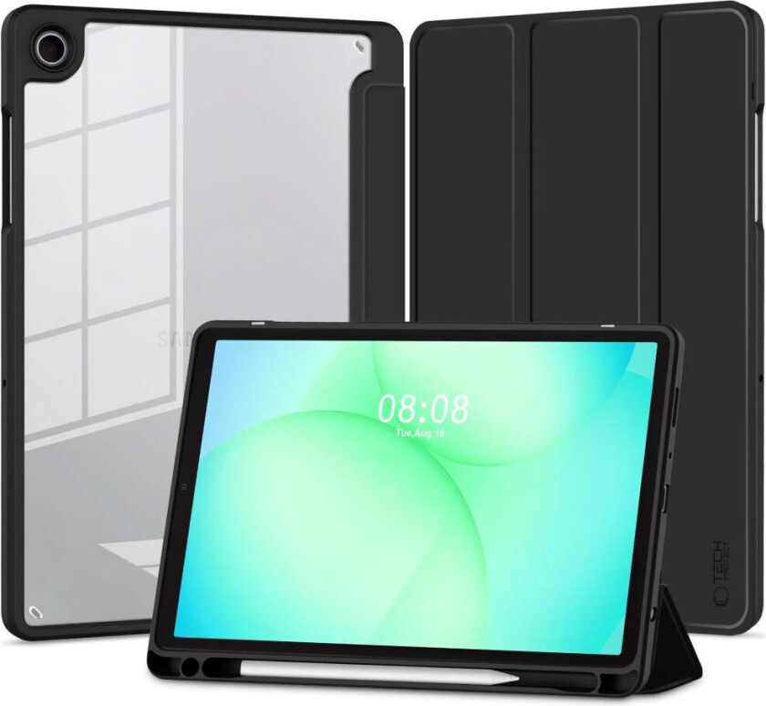 Samsung Galaxy Tab A11+ (Plus) / A9+ (Plus) Tech-Protect SC Pen Hybrid Flip Deksel m. Stylus Holder - Svart / Gjennomsiktig
