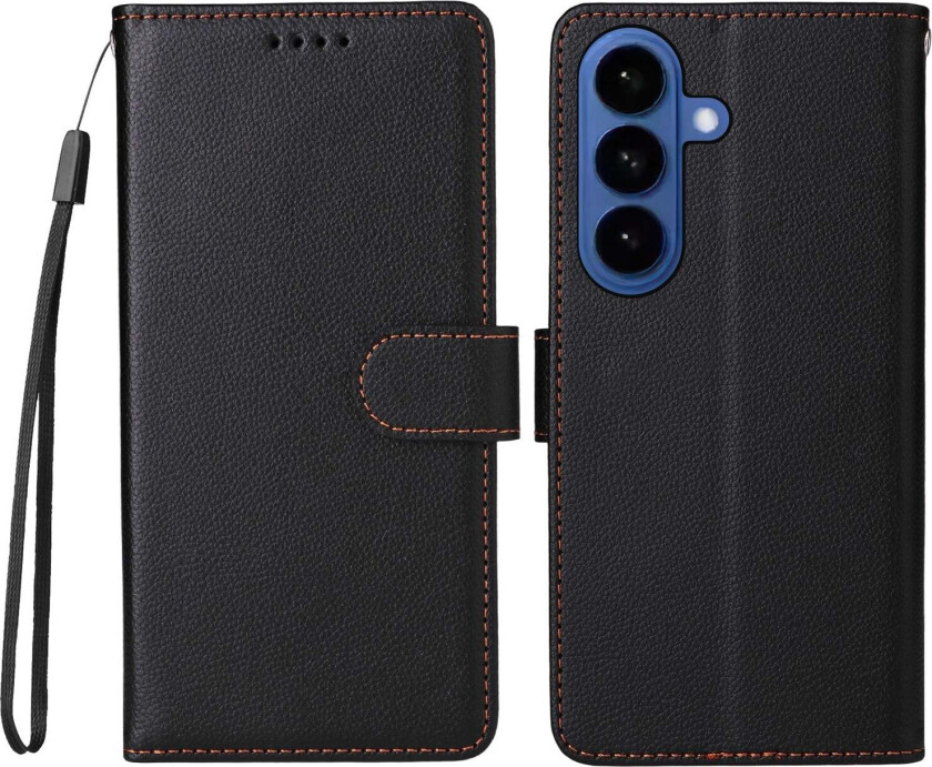 Samsung Galaxy S26 / S26 Pro EIDERWOOD Kunstskinn Flip Deksel m. Strop - Svart