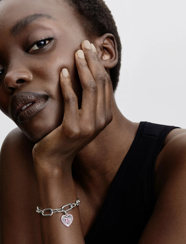 Radiating Pink Heart Medallion Charm - Pink - ONE SIZE