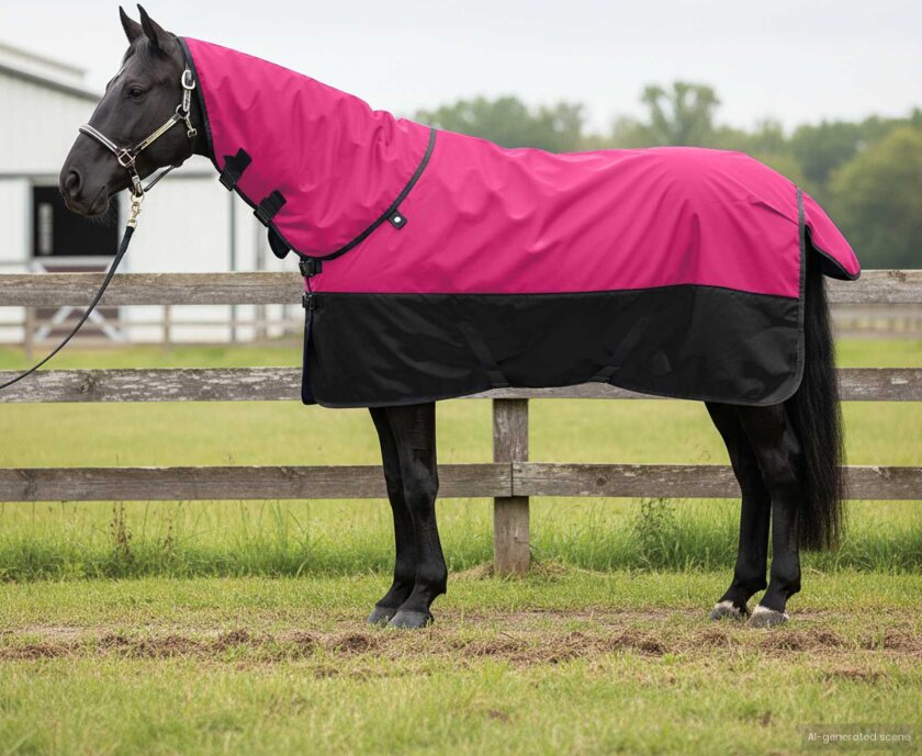 Bilde av Hestepledd Rosa og svart 155 cm Polyester