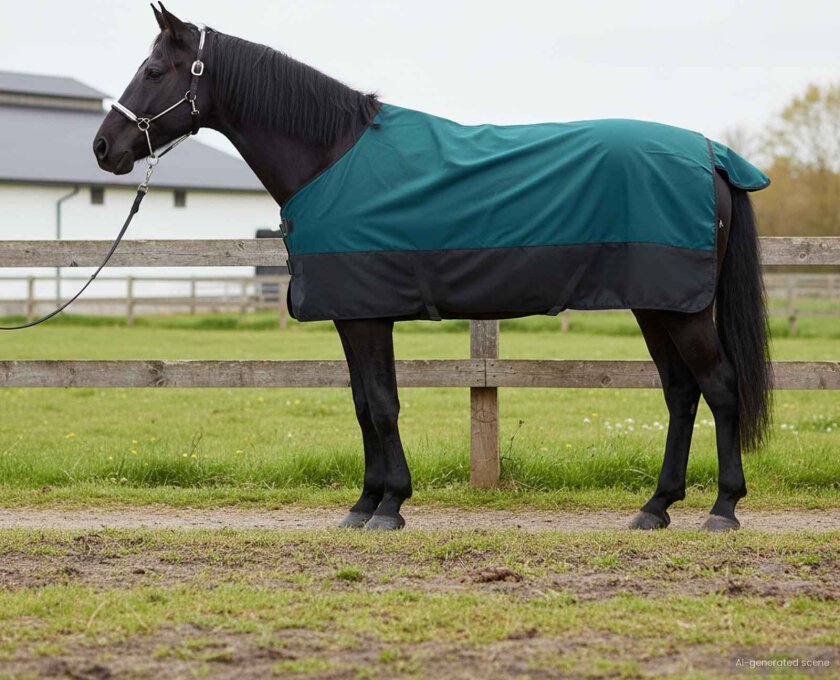 Hestepledd Mørk Grønn og Svart 165 cm Polyester