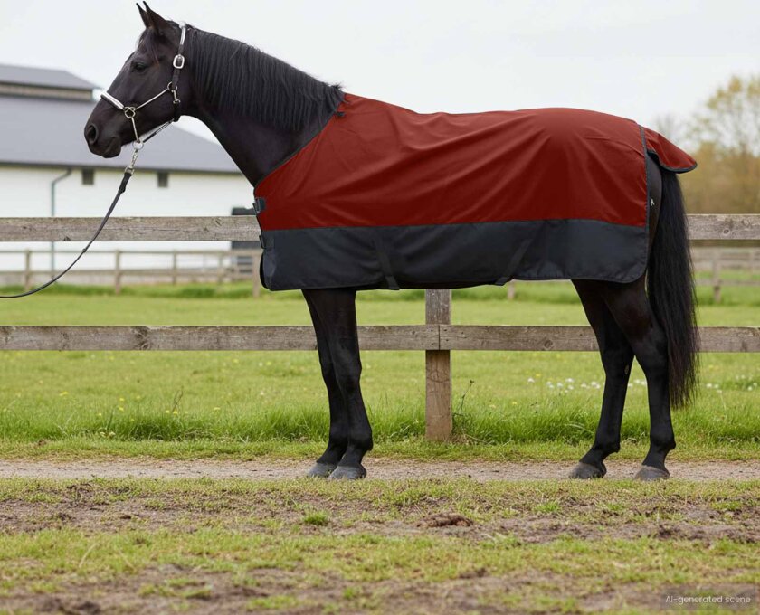 Hestepledd Mørk Grønn og Svart 165 cm Polyester