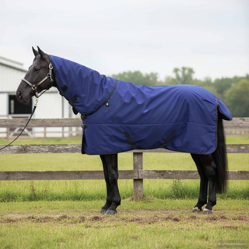 Hestepledd Mørk Grønn og Svart 85 cm Polyester
