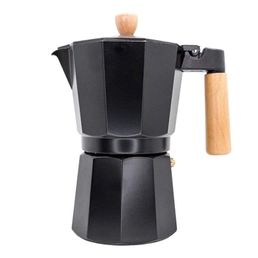 Italiensk kaffekanne Vinbukett Aluminium 9 kopper Svart