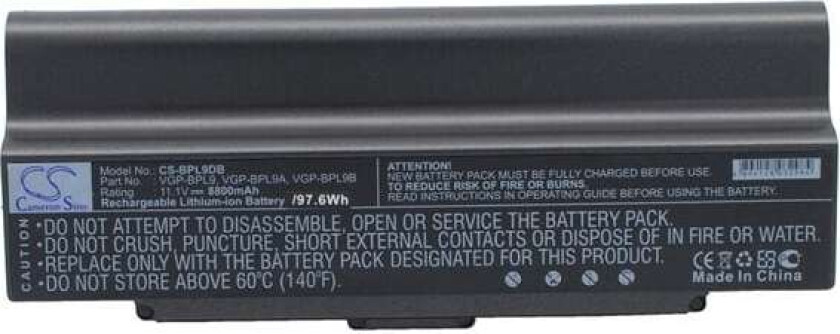 Batteri til bærbar PC for Sony VAIO VGN-AR41E, VAIO VGN-AR41L og andre.