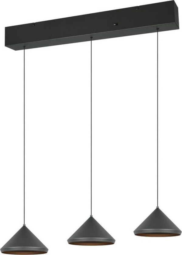 Pendellampe TRIO Laguna - 3 lamper, Matt svart