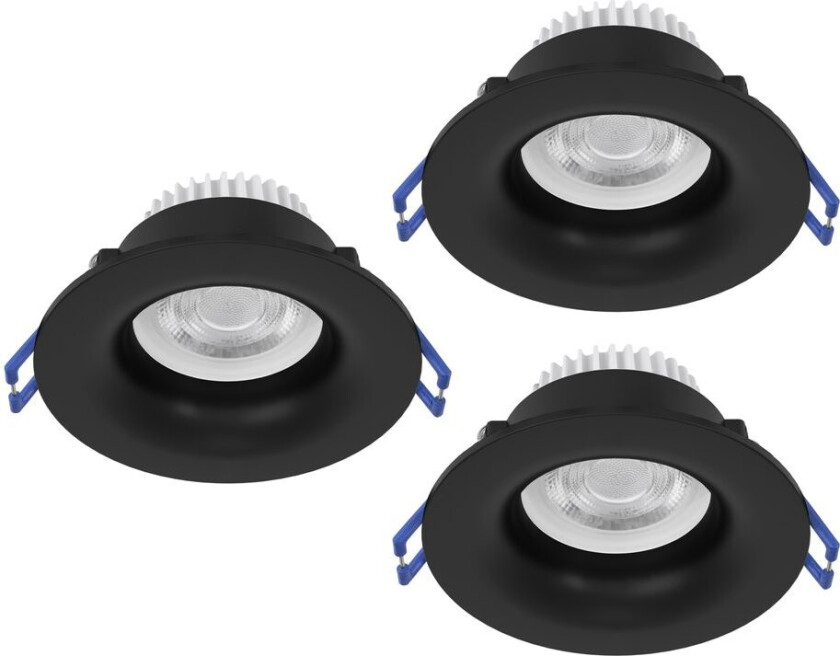 Innfelt lampe Salabate 88 mm Sett med 3 - Sort