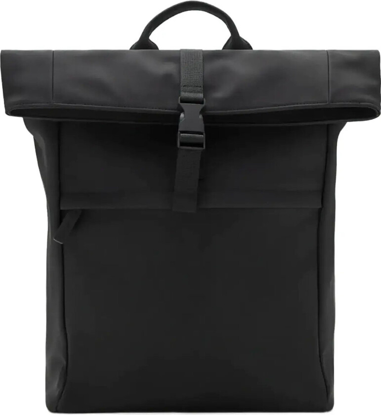 Rubberized Backpack With Flap Closure - Black - ONE SIZE