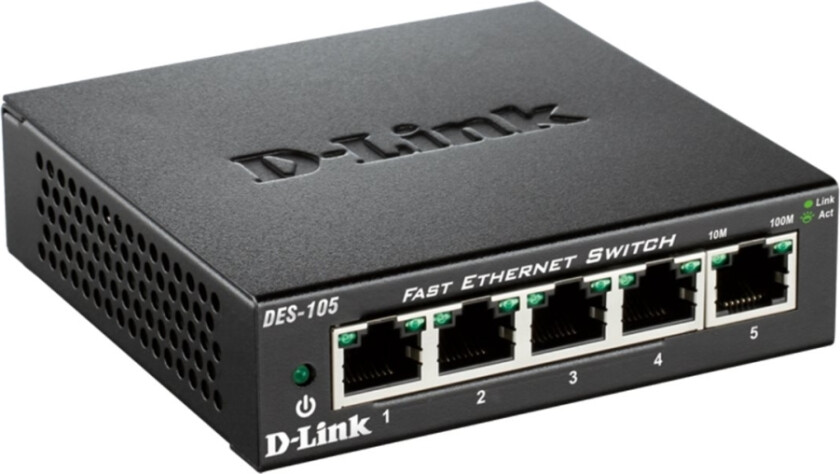 D-Link DES 105 - Switch - 5 x 10/100 - stasjonær