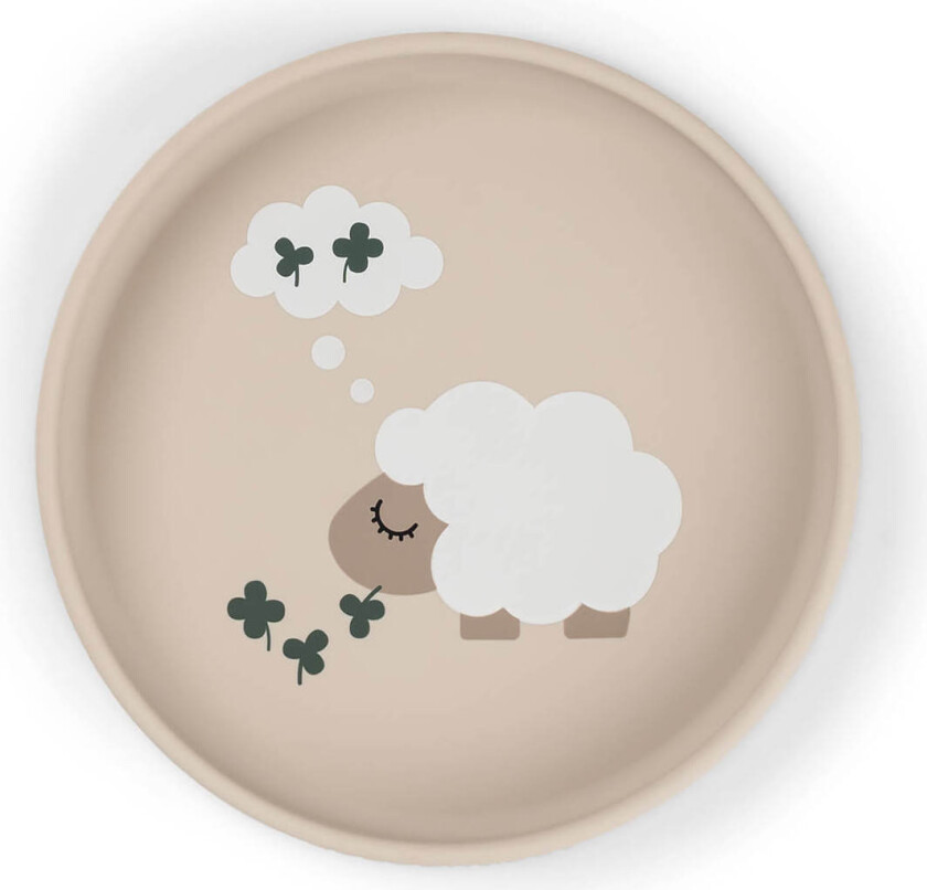 Silicone Stick&Stay plate - Tiny farm Sand -Ø 18 x H 3 cm