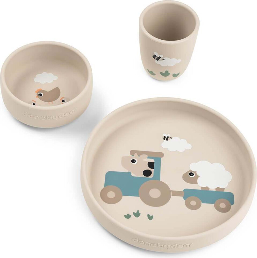 Stick&Stay Dinner Set Tiny Farm - Sand