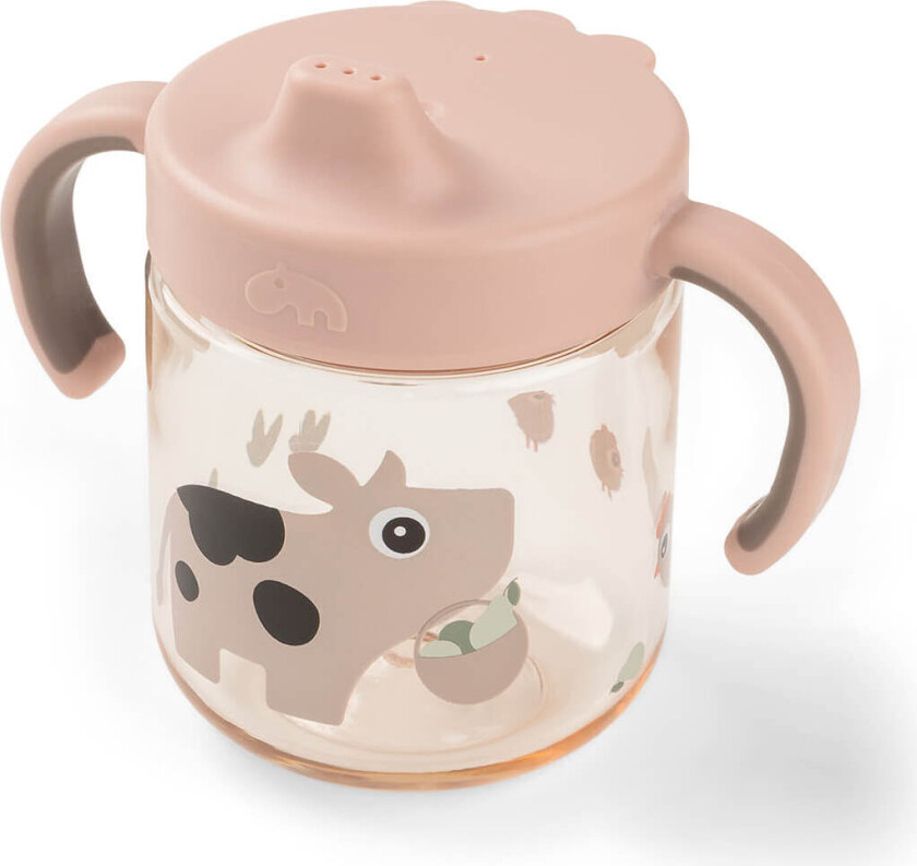 Learning spout cup 2-handle Tiny farm - Powder -Ø 7,5 x H 11 cm