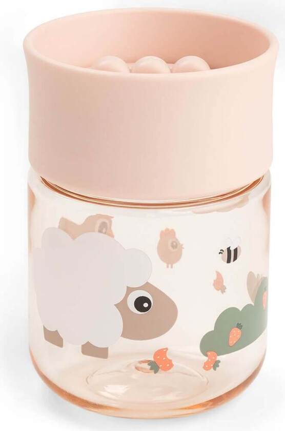 Learning cup 360° Tiny farm - Powder - Ø 7,5 x H 11 cm
