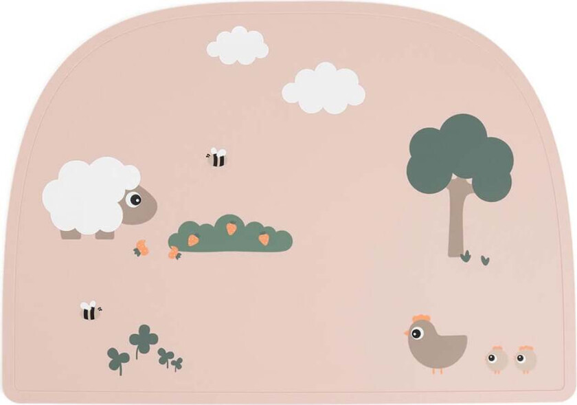 Silicone placemat Tiny farm - Powder - 38 x 26,5 cm