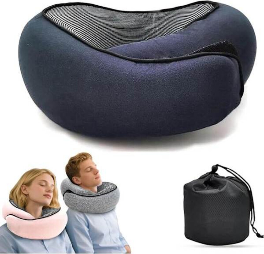 Reisepute for nakke U-formet Memory Cotton Nakkeputer Massasje Nakkepute Sove Flypute Cervical Health Care blå