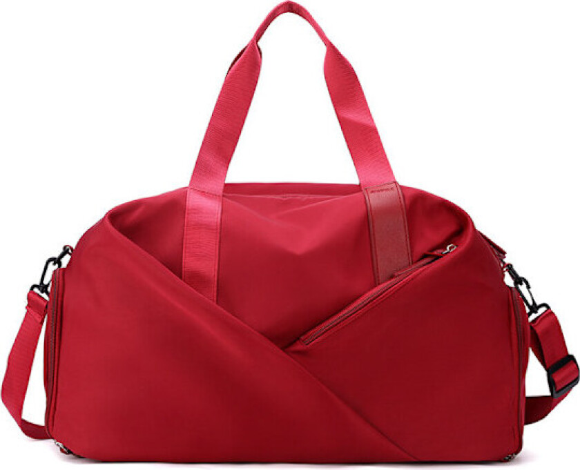 Sportsbag, dame gymbag, uavhengig skoskap yogabag, våt og tørr strandbag (rød)