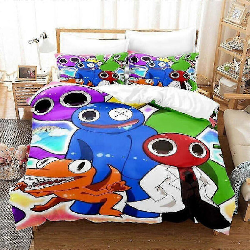 v4017 Sengetøy Spill Rainbow Friends Trykt 3 Dynetrekksett Dynedyne Sengeteppe Barnesengetøy IU4