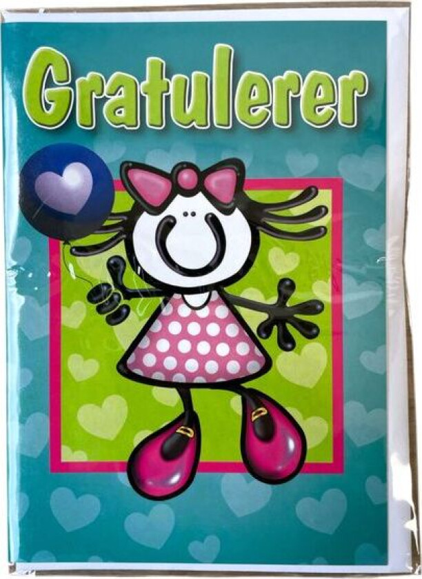 Bursdagskort jente grønn bakgrunn 17x12cm