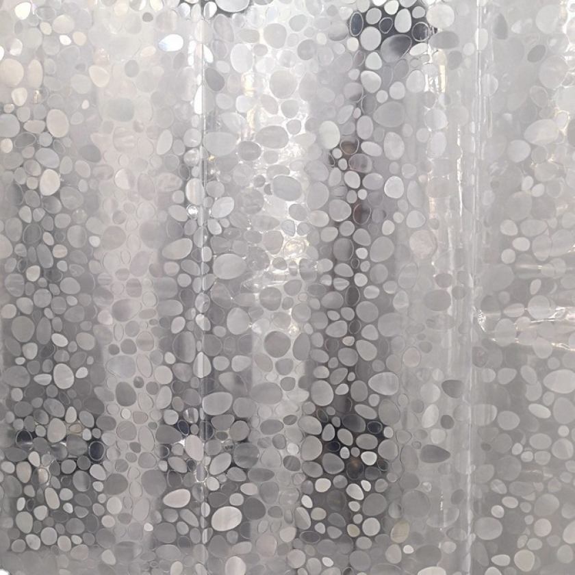 PVC dusjforheng med polkaprikket design XXL