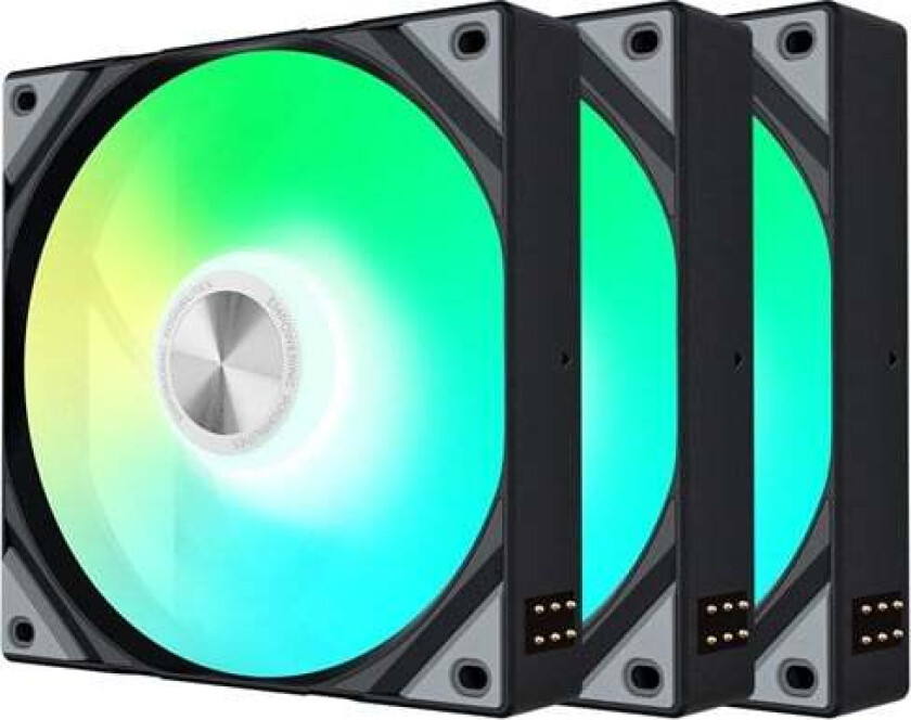 ROTA SL ARGB Reverse (3-pack) - Kabinettvifte - 120mm - Svart med RGB LED-lys