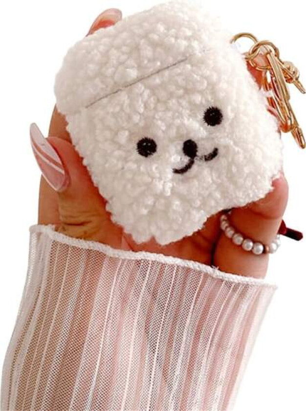 Kompatibel med AirPods Deksel Myk Søt Fluffy Bjørn Design Nydelig Pelsdeksel Støtsikker Nøkkelring Øretelefondeksel for Jenter Kvinner Hodetelefondeksel for Airpods
