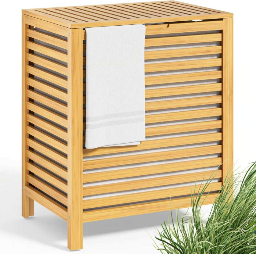 Bambus skittentøyskurv med lokk, 62 liters kapasitet