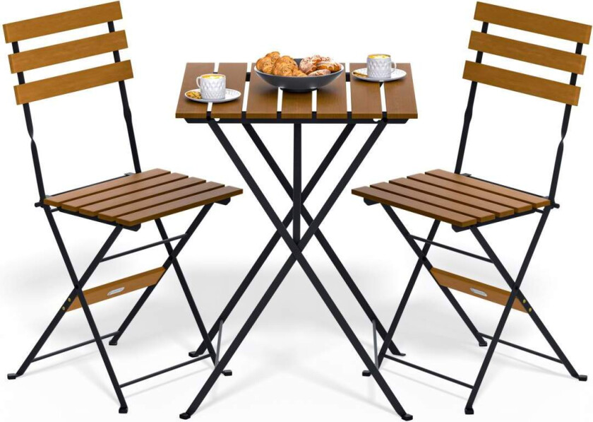 Bistrosett i akasietre for 2 – Sammenleggbart bord og stoler