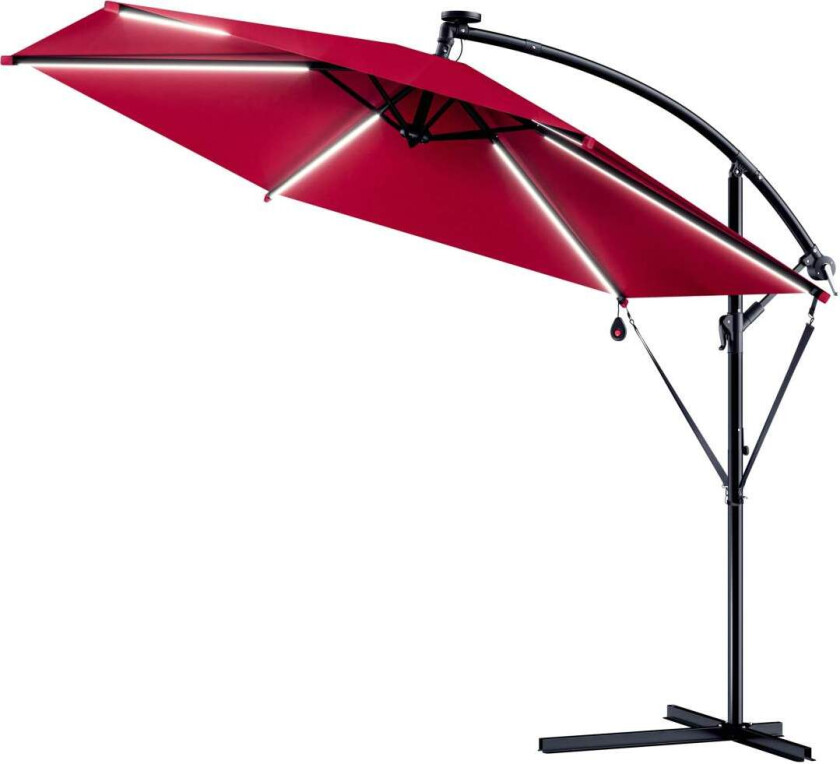 Solcelledrevet parasoll, 3m, LED-lys, UV-beskyttelse
