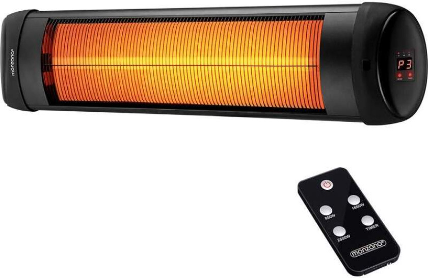 Terrassevarmer 2500W infrarød, fjernkontroll, veggmontering