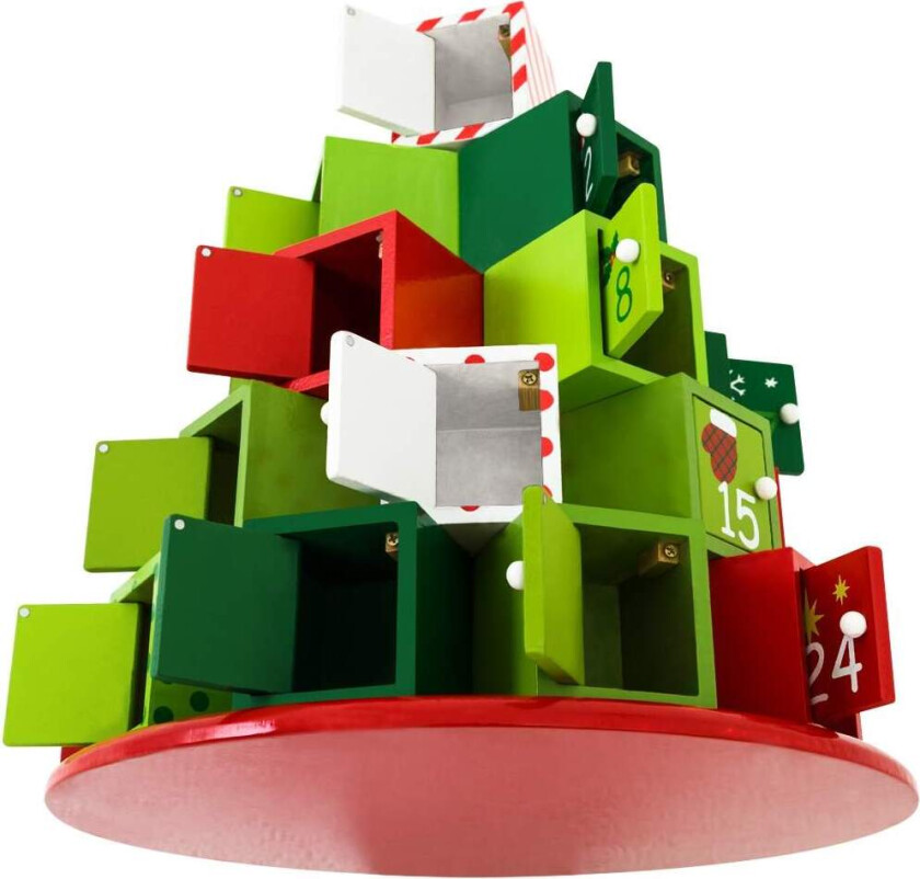 Adventskalender, Grønt tre, 25 rom, Gjenbrukbar