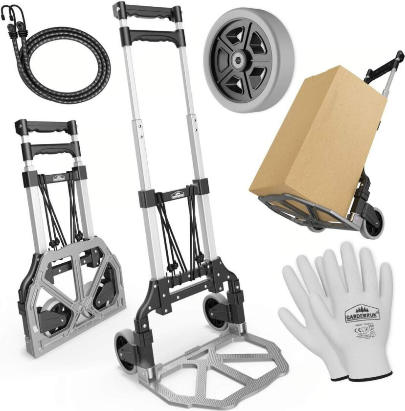 Sekketralle sølv/svart aluminium 80 kg høydejusterbar