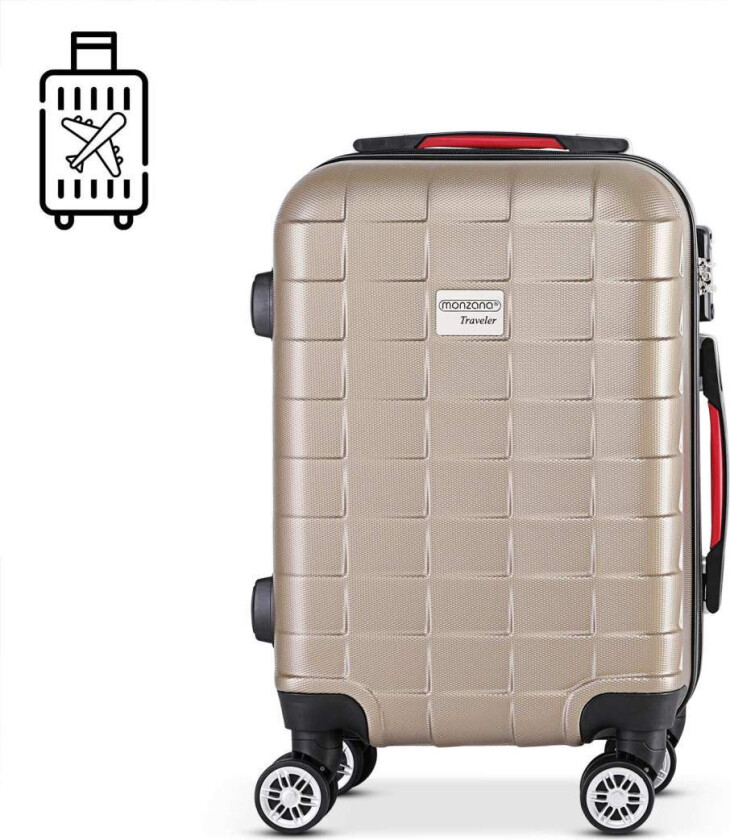 Hardkoffert, 40 l, champagnefarget, TSA-lås, snurrehjul