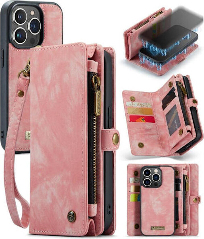 CASEME iPhone 15 Pro 2-i-1 Lommebok Telefondeksel - Rosa