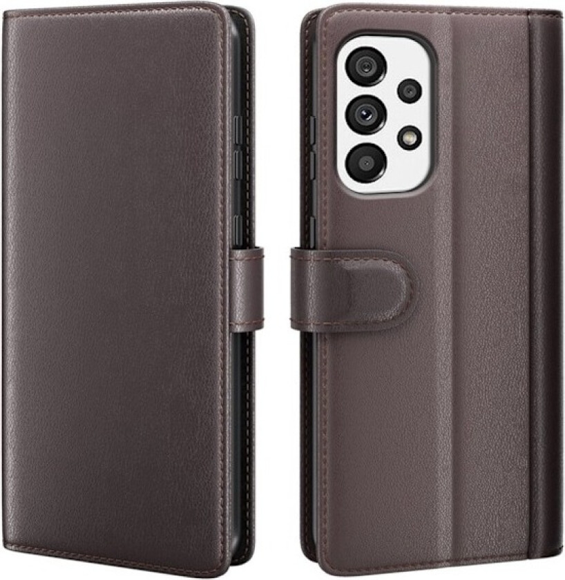 Ekte lærdeksel med kredittkortspor for Samsung Galaxy A33 5G - Brun