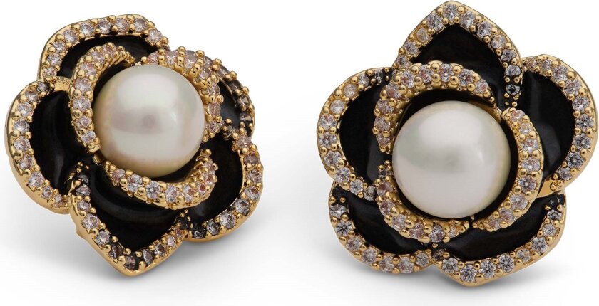 Coco rose earrings - Jet / ivory pearl