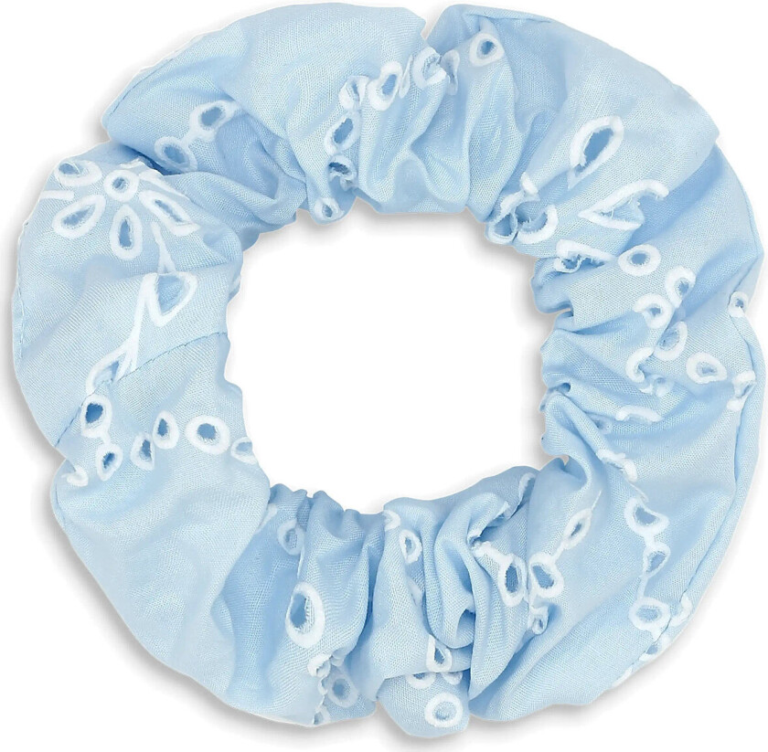 Floral Broderie Scrunchie - Blue - ONE SIZE