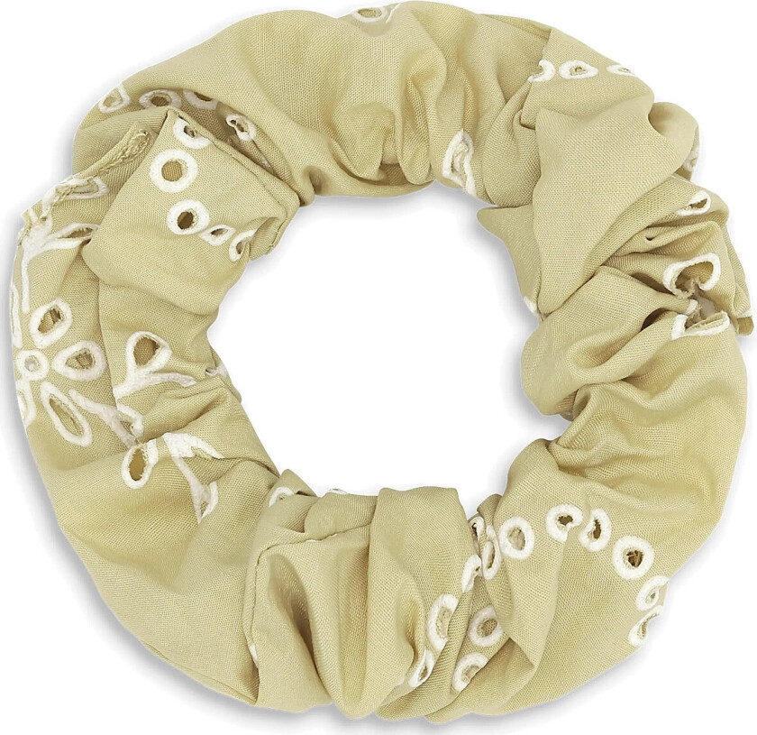 Floral Broderie Scrunchie - Green - ONE SIZE
