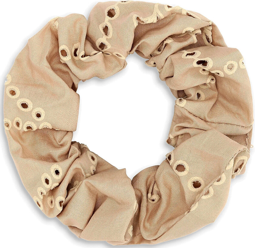 Floral Broderie Scrunchie - Brown - ONE SIZE
