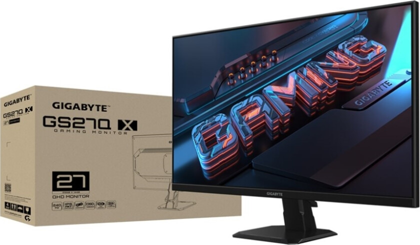 Gigabyte GS27Q X - LED-skjerm - 27 - 2560 x 1440 QHD @ 250 Hz - SS IPS - 300 cd/m² - 1000:1 - 1 ms - 2xHDMI, DisplayPort