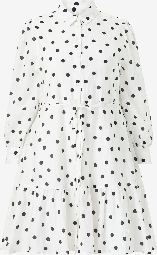 Skjortekjole med volang - Hvit