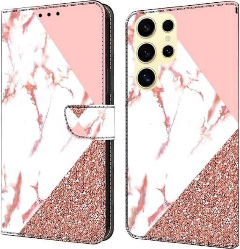 Samsung Galaxy S25 Ultra lommebokveske med mønstermønster Stativ flip-telefondeksel i lær - Trekantet Marmor
