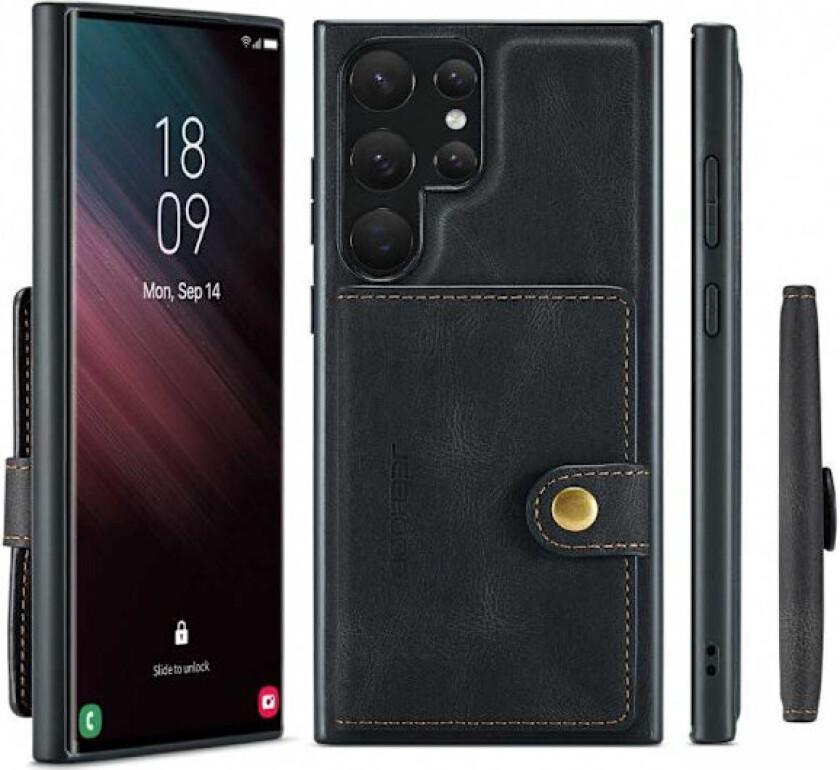 Samsung S23 Ultra Støtsikkert Deksel med Magnetisk Kortholder JeeHood Svart_max