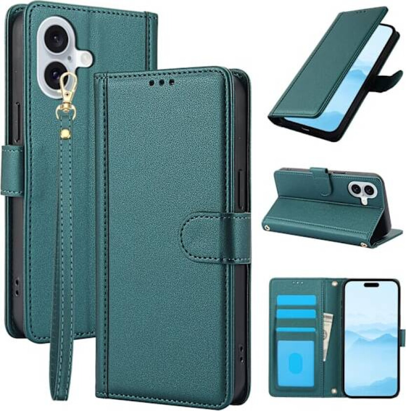 Samsung Galaxy A17 5G-deksel i retro lær med linjesøm, mørkegrønn