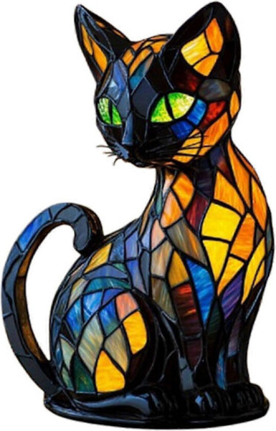 Populær USD kattelampe harpiks ornament LED nattlampe kunst dyre statue, kreativ form bordlampe hjem dekorasjon skrivebord